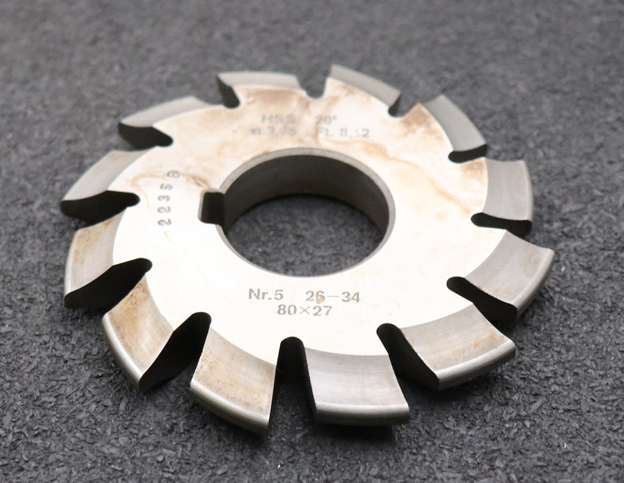 Bild des Artikels DOLD-Zahnformfräser-m=-3,75mm-No.-5-für-Z=-26-34-EGW-20°-gear-profile-cutter