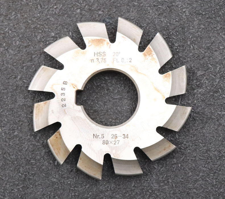 Bild des Artikels DOLD-Zahnformfräser-m=-3,75mm-No.-5-für-Z=-26-34-EGW-20°-gear-profile-cutter