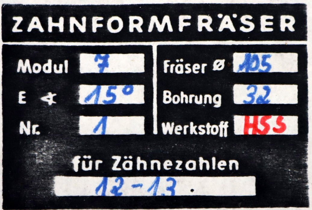 Bild des Artikels DOLD-Zahnformfräser-m=-7mm-No.-1-für-Z=-12-13-EGW-15°-gear-profile-cutter