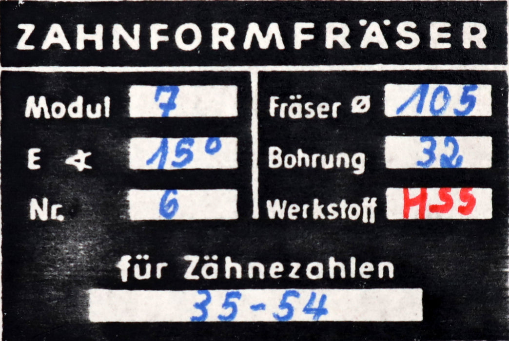 Bild des Artikels DOLD-Zahnformfräser-m=-7mm-No.-6-für-Z=-35-54-EGW-15°-gear-profile-cutter