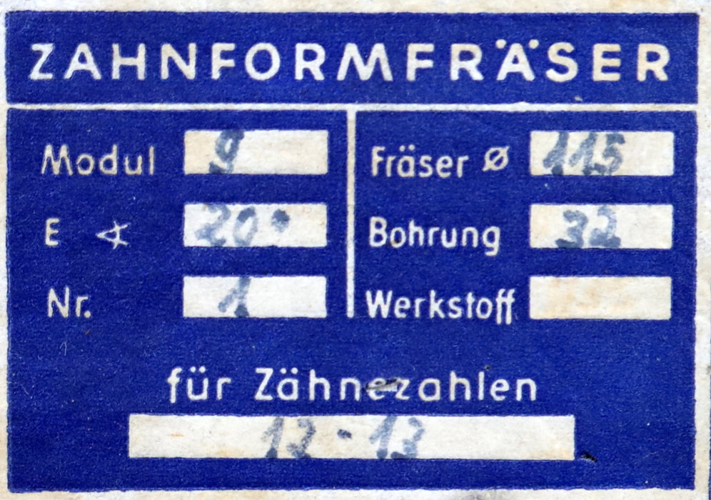 Bild des Artikels DOLD-Zahnformfräser-m=-9mm-No.-1-für-Z=-12-13-EGW-20°-Ø115x32mm-LKN-hinterdreht