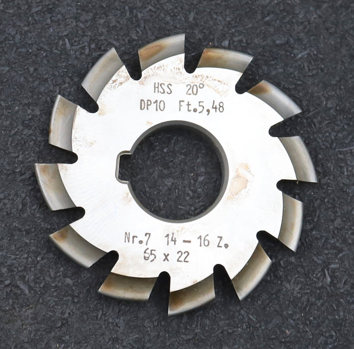 Bild des Artikels DOLD-Zahnformfräser-D.P.=-10-No.-7-für-Z=-14-16-EGW-20°-Ø65x22mm-mit-LKN