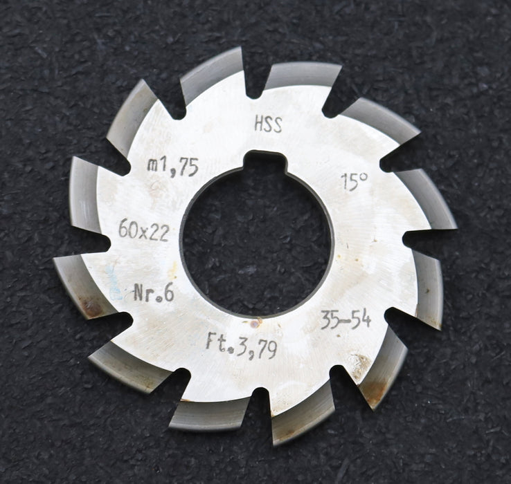 Bild des Artikels DOLD-Zahnformfräser-m=-1,75mm-No.-6-für-Z=-35-54-EGW-15°-gear-profile-cutter