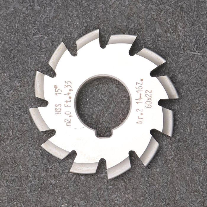 Bild des Artikels DOLD-Zahnformfräser-m=-2mm-No.-2-für-Z=-14-16-EGW-15°-Ø60x22mm-mit-LKN