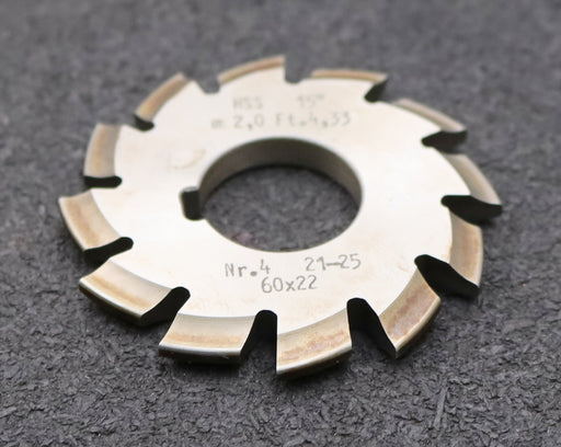 Bild des Artikels DOLD-Zahnformfräser-m=-2mm-No.-4-für-Z=-21-25-EGW-15°-Ø60x22mm-mit-LKN