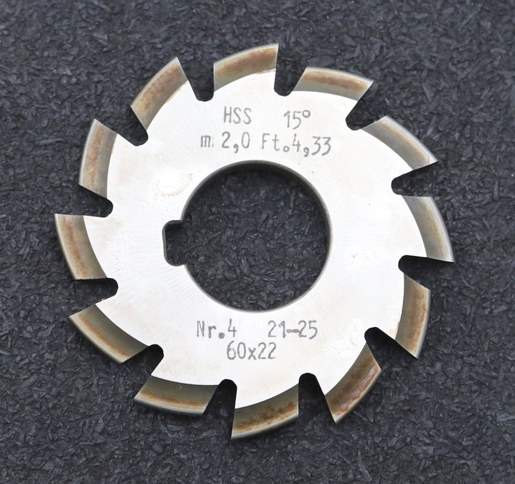 Bild des Artikels DOLD-Zahnformfräser-m=-2mm-No.-4-für-Z=-21-25-EGW-15°-Ø60x22mm-mit-LKN