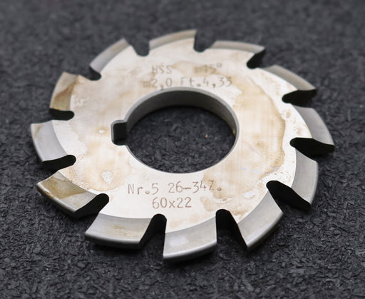 Bild des Artikels DOLD-Zahnformfräser-m=-2mm-No.-5-für-Z=-26-34-EGW-15°-Ø60x22mm-mit-LKN