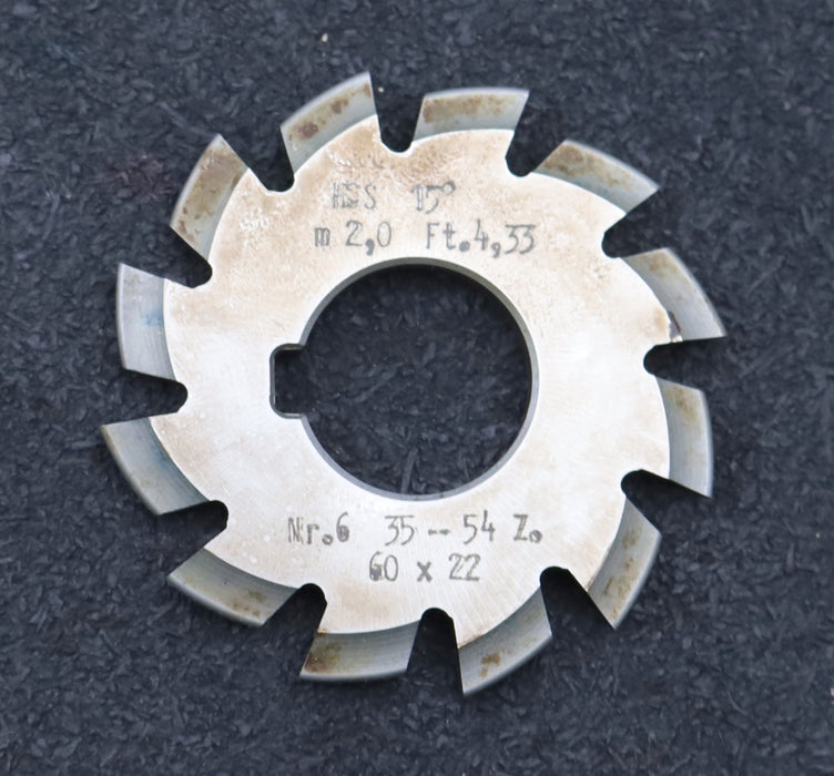 Bild des Artikels DOLD-Zahnformfräser-m=-2mm-No.-6-für-Z=-35-54-EGW-15°-Ø60x22mm-mit-LKN