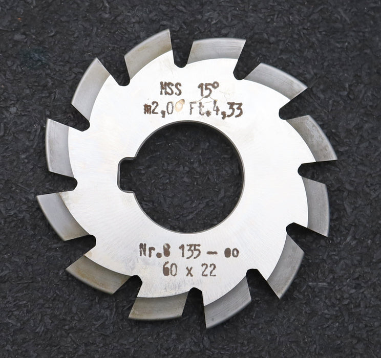 Bild des Artikels DOLD-Zahnformfräser-m=-2mm-No.-8-für-Z=-135-00-EGW-15°-Ø60x22mm-mit-LKN