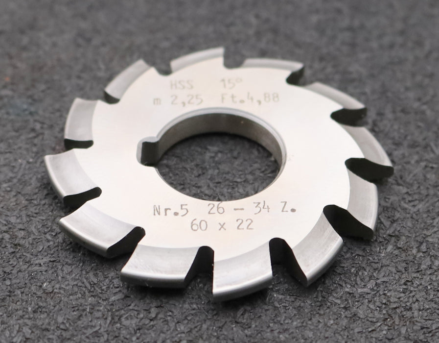 Bild des Artikels DOLD-Zahnformfräser-m=-2,25mm-No.-5-für-Z=-26-34-EGW-15°-gear-profile-cutter