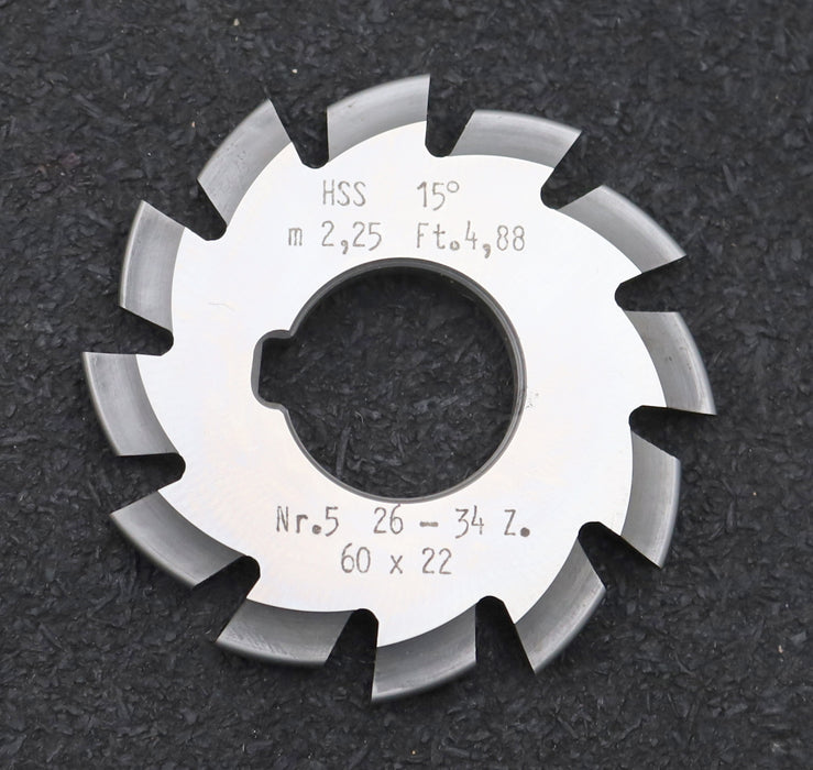 Bild des Artikels DOLD-Zahnformfräser-m=-2,25mm-No.-5-für-Z=-26-34-EGW-15°-gear-profile-cutter