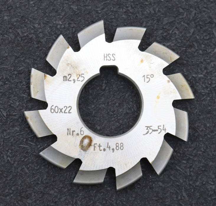 Bild des Artikels DOLD-Zahnformfräser-m=-2,25mm-No.-6-für-Z=-35-54-EGW-15°-gear-profile-cutter