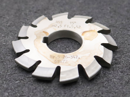 Bild des Artikels DOLD-Zahnformfräser-m=-2,5mm-No.-5-für-Z=-26-34-EGW-15°-gear-profile-cutter