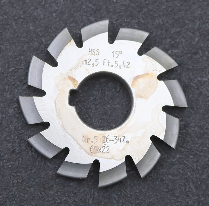 Bild des Artikels DOLD-Zahnformfräser-m=-2,5mm-No.-5-für-Z=-26-34-EGW-15°-gear-profile-cutter