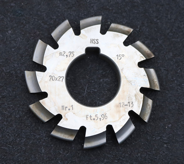 Bild des Artikels DOLD-Zahnformfräser-m=-2,75mm-No.-1-für-Z=-12-13-EGW-15°-gear-profile-cutter