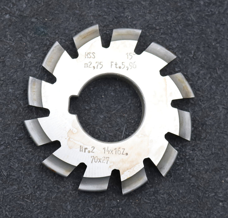 Bild des Artikels DOLD-Zahnformfräser-m=-2,75mm-No.-2-für-Z=-14-16-EGW-15°-gear-profile-cutter