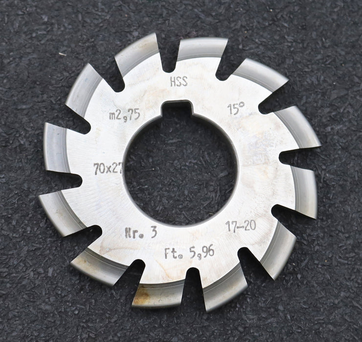 Bild des Artikels DOLD-Zahnformfräser-m=-2,75mm-No.-3-für-Z=-17-20-EGW-15°-gear-profile-cutter