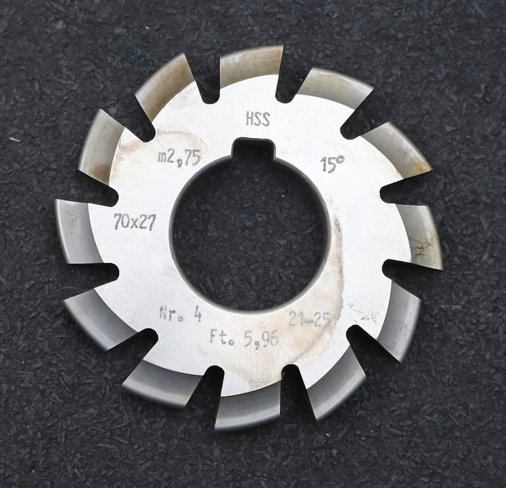 Bild des Artikels DOLD-Zahnformfräser-m=-2,75mm-No.-4-für-Z=-21-25-EGW-15°-gear-profile-cutter