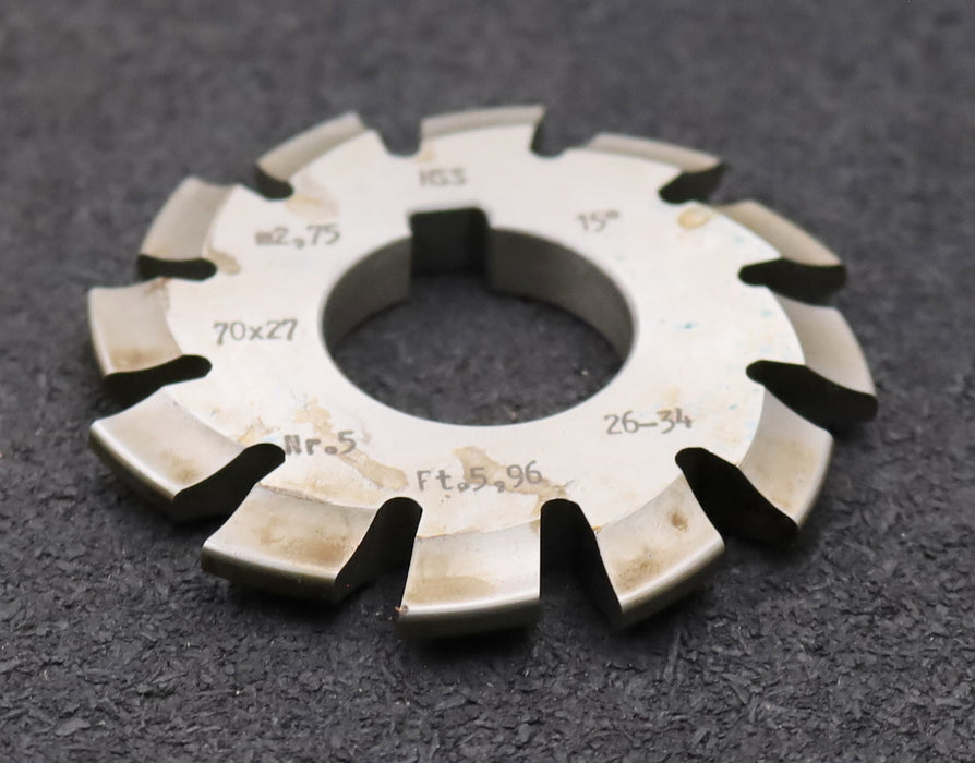 Bild des Artikels DOLD-Zahnformfräser-m=-2,75mm-No.-5-für-Z=-26-34-EGW-15°-gear-profile-cutter