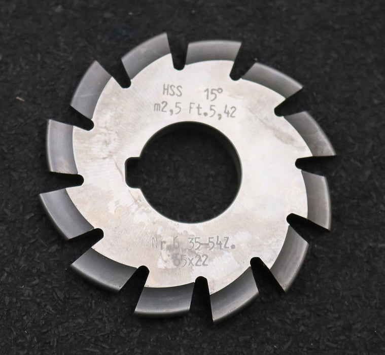 Bild des Artikels DOLD-Zahnformfräser-m=-2,5mm-No.-6-für-Z=-35-54-EGW-15°-gear-profile-cutter