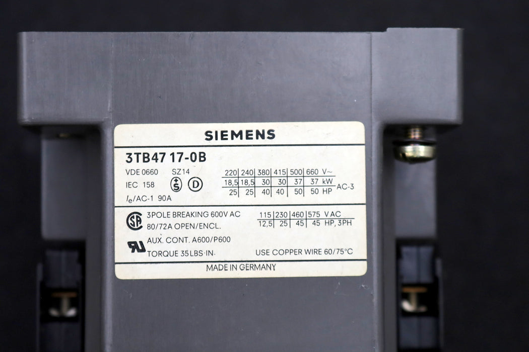 Bild des Artikels SIEMENS-Leistungsschütz-3TB4717-0B-90A-600V-Spulenspannung-240VDC-gebraucht