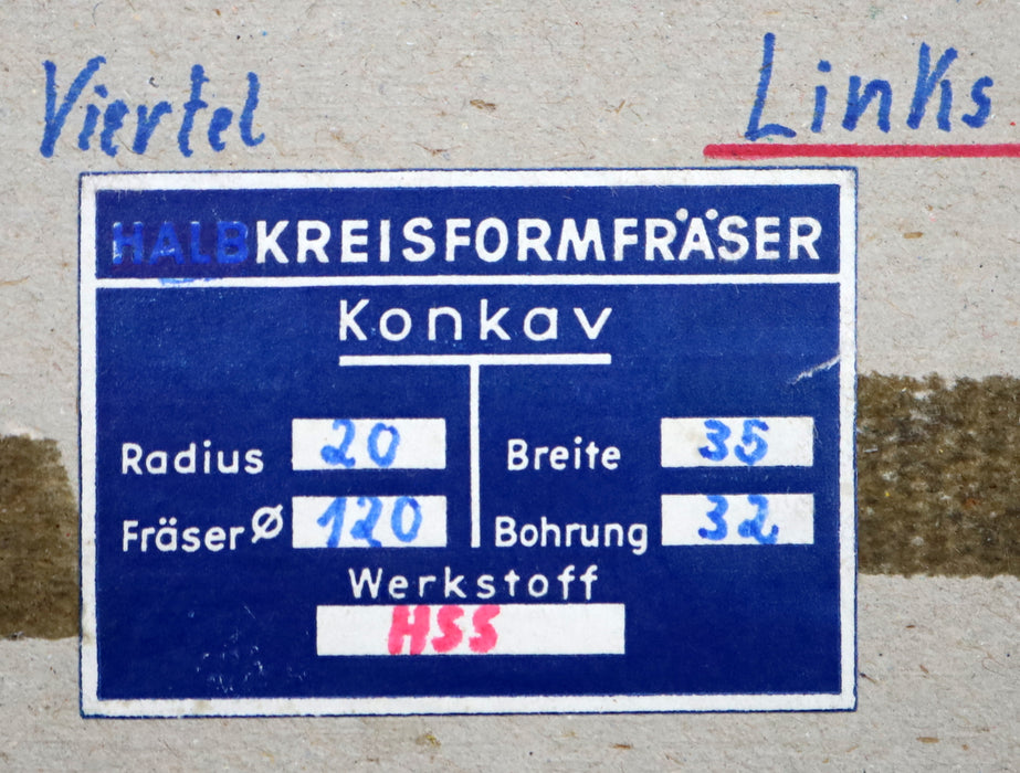 Bild des Artikels DOLD-Viertelrund-Formfräser-konkav-Radiusfräser-Radius-20mm-Schnitt:-links