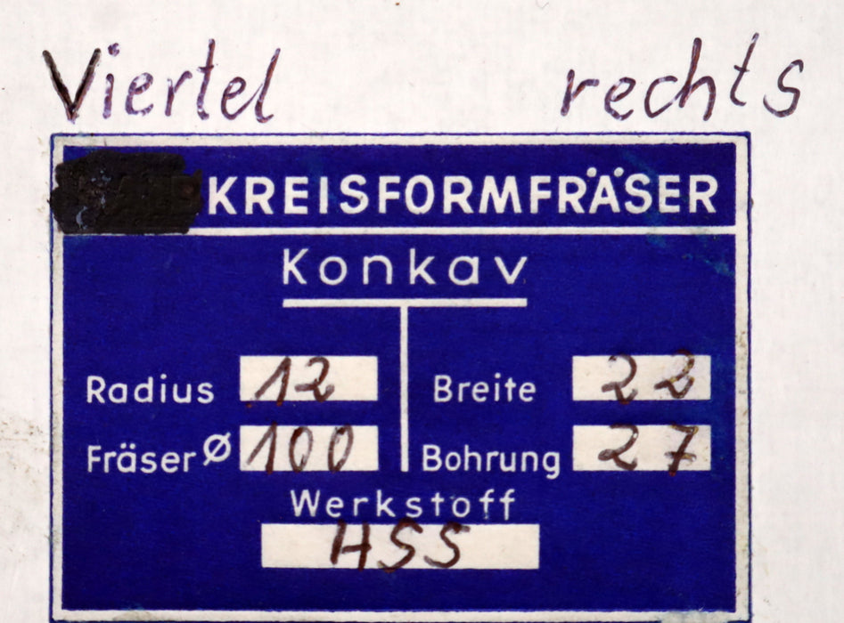 Bild des Artikels DOLD-Viertelrund-Formfräser-konkav-Radiusfräser-Radius-12mm-Schnitt:-Rechts