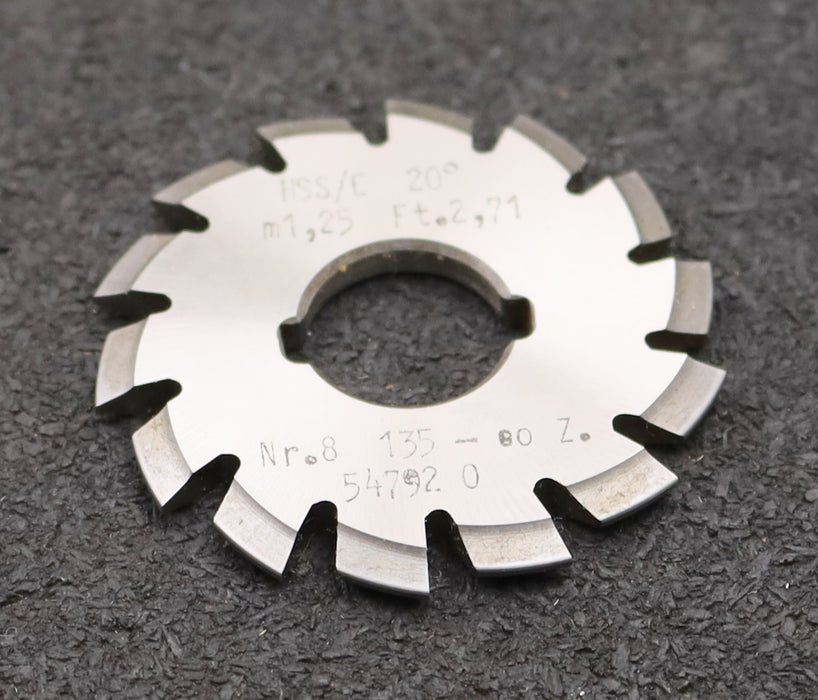 Bild des Artikels DOLD-Zahnformfräser-m=-1,25mm-No.-8-für-Zähnezahlbereich-Z=-135-00-EGW-20°-LKN