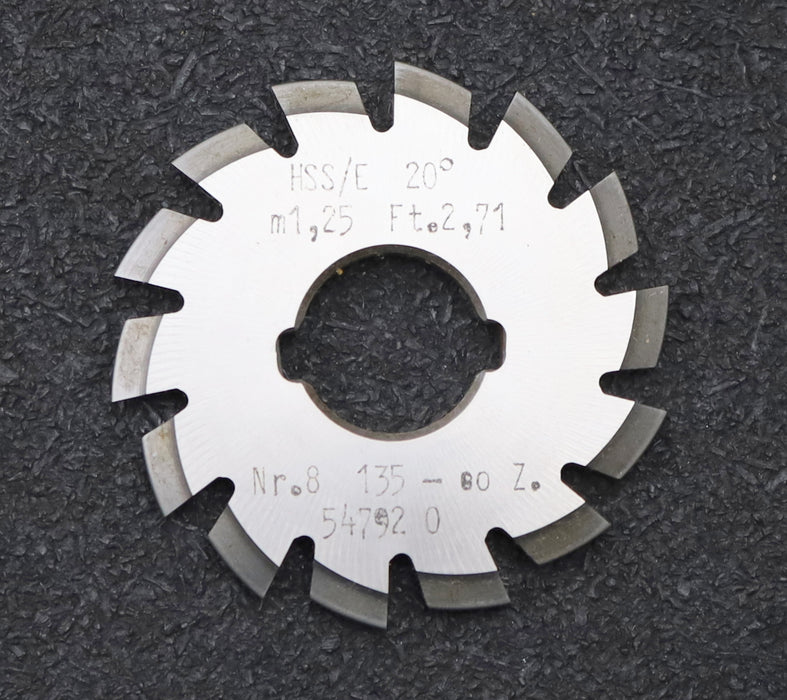 Bild des Artikels DOLD-Zahnformfräser-m=-1,25mm-No.-8-für-Zähnezahlbereich-Z=-135-00-EGW-20°-LKN