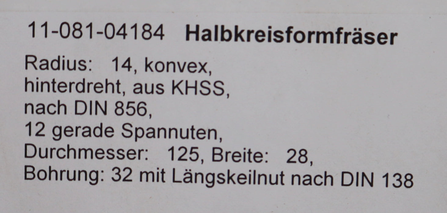 Bild des Artikels DOLD-Halbrund-Formfräser-konkav-Radiusfräser-Radius-10mm-Spannwinkel-6°-KHSS