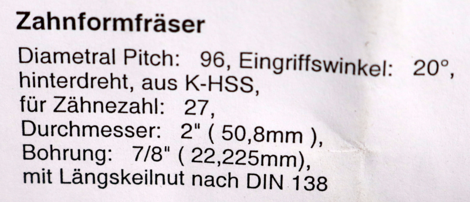 Bild des Artikels DOLD-Zahnformfräser-gear-profile-cutter-DP-69mm-Z=-27-EGW-20°-Ø2x7/8'-mit-LKN