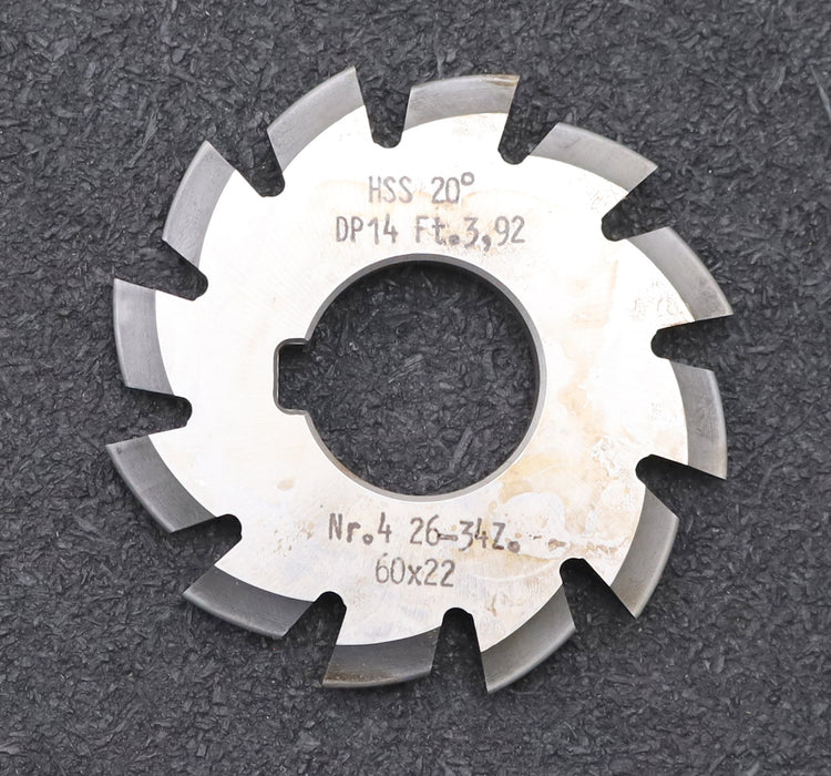 Bild des Artikels DOLD-Zahnformfräser-gear-profile-cutter-DP-14-No.-4--Z=-26-34-EGW-20°Ø60x22mm