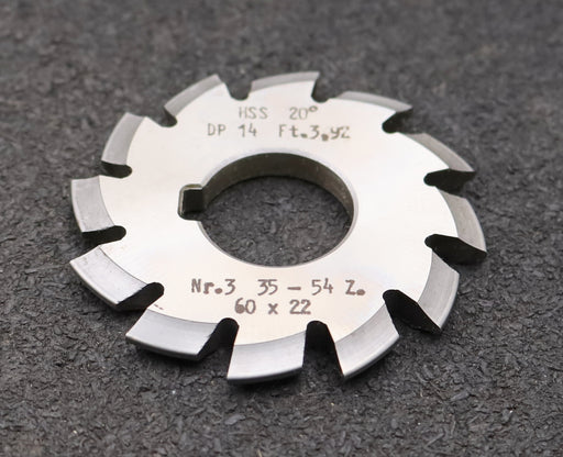 Bild des Artikels DOLD-Zahnformfräser-gear-profile-cutter-DP-14-No.-3--Z=-35-54-EGW-20°Ø60x22mm