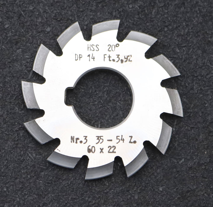 Bild des Artikels DOLD-Zahnformfräser-gear-profile-cutter-DP-14-No.-3--Z=-35-54-EGW-20°Ø60x22mm