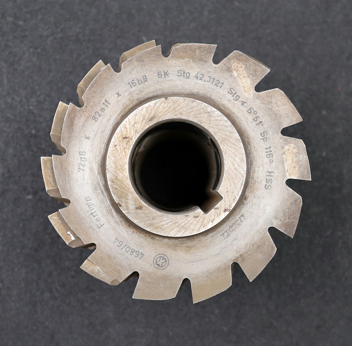 Bild des Artikels Keilwellen-Wälzfräser-spline-hob-6-Keile-72x82x16mm-mit-Höcker-Fertigfräser-LKN