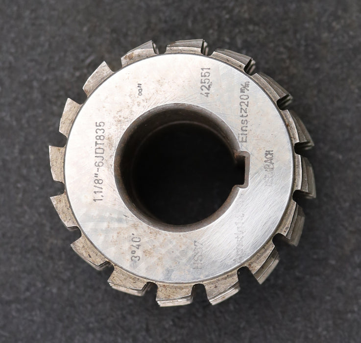 Bild des Artikels LEIMBACH-Keilwellen-Wälzfräser-spline-hob-1-1/8"-6JDT835-Achstlg.-14,848-+Höcker