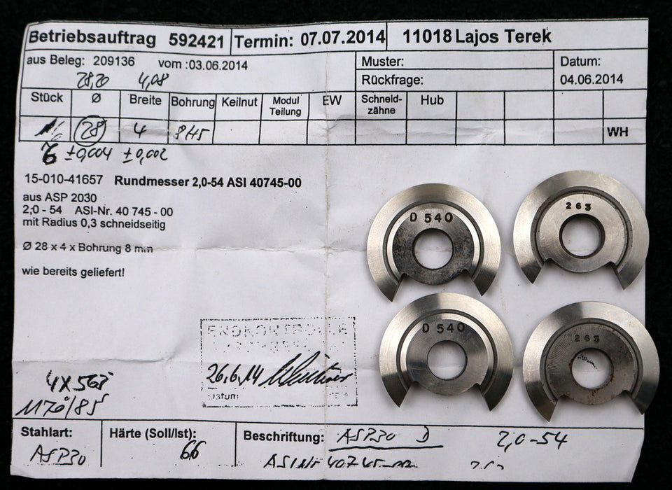 Bild des Artikels DOLD-Rundmesser-für-KLINGELNBERG-FK41-m=0,8-1,8-37-19°-/-11°-EGW-Ø28x4xØ8mm