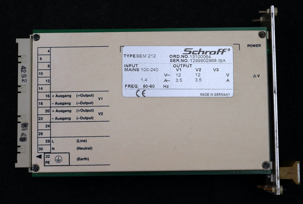 Bild des Artikels SCHROFF-Einschubplatine-SEM-212-Input-100-240V-50/60Hz-1A-Output-V1=-12V-3,5A