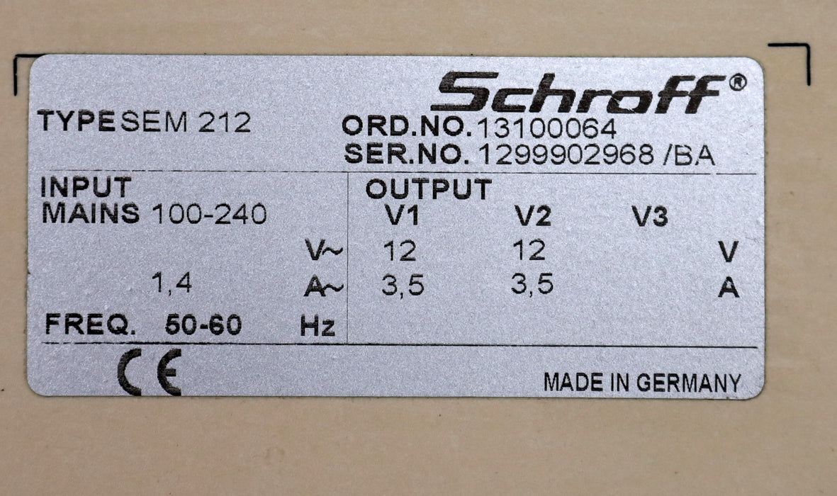 Bild des Artikels SCHROFF-Einschubplatine-SEM-212-Input-100-240V-50/60Hz-1A-Output-V1=-12V-3,5A