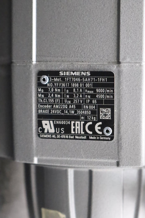 Bild des Artikels SIEMENS-SIMOTICS-Synchron-Servomotor-1FT7046-5AH71-1FH1-nmax=-9000U/min