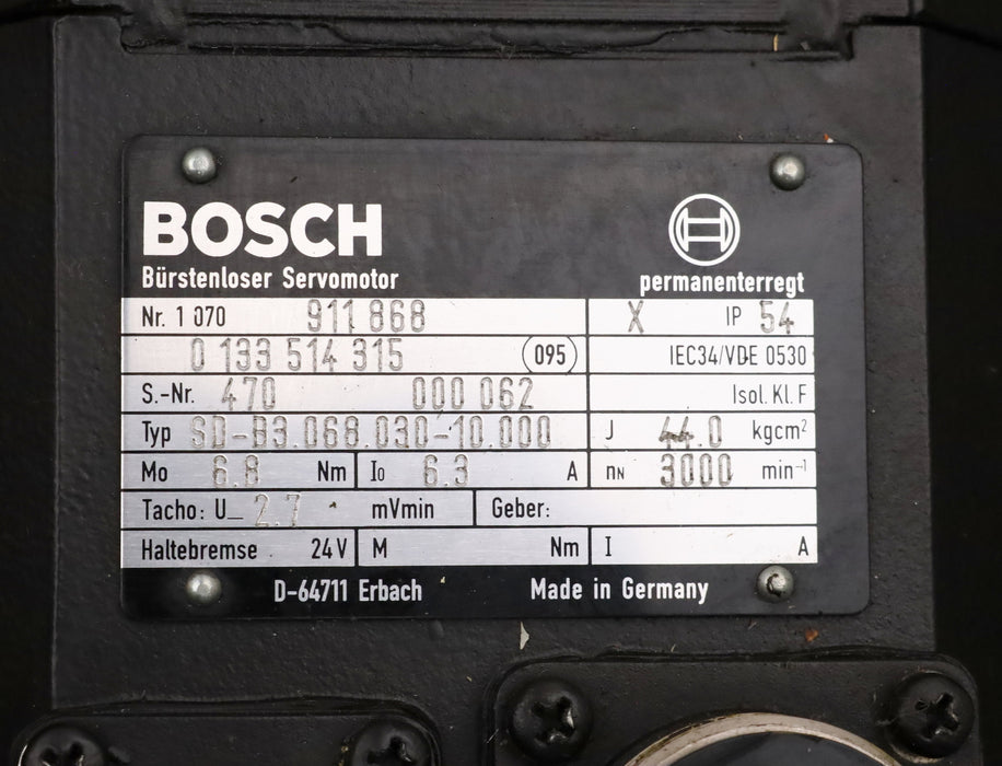 Bild des Artikels BOSCH-Bürstenloser-Servomotor-Typ-SD-B3.068.030-10.000-0133514315-Bauform-B3