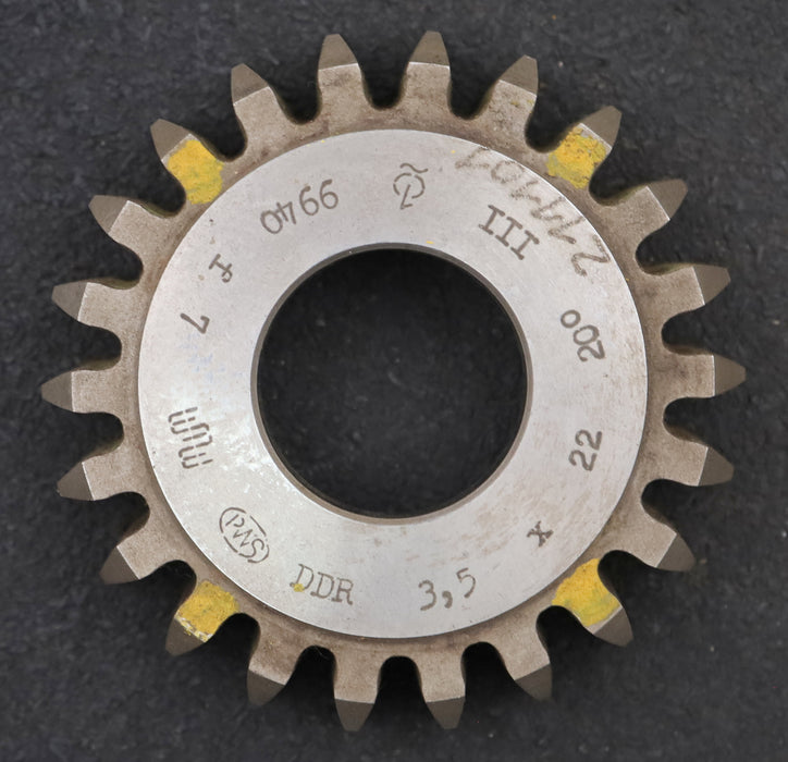 Bild des Artikels PWS-Scheibenschneidrad-m=-3,5mm-EGW-20°-Z=-22-BP-III-Ø87x22xØ1-1/4"---1-Abschlag