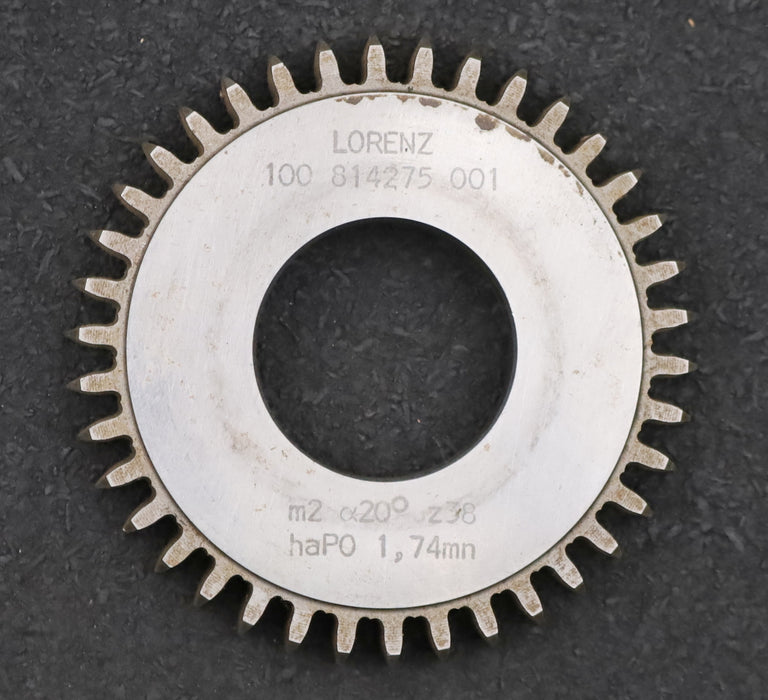 Bild des Artikels LORENZ-Scheibenschneidrad-m=-2mm-EGW-20°-Z=-38-haP0=-1,74mn->Ø80x12xØ1-1/4"