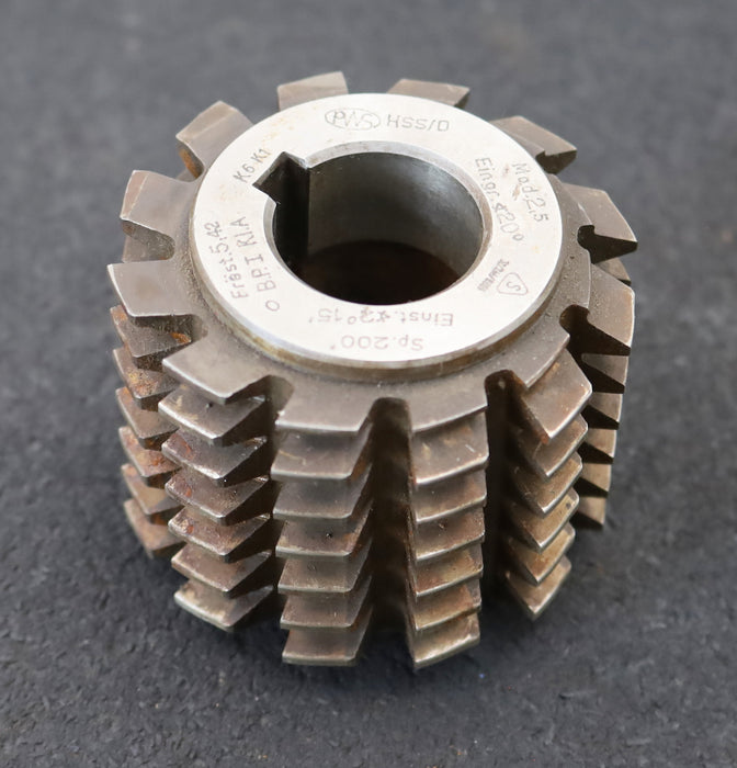 Bild des Artikels PWS-Zahnrad-Wälzfräser-m=-2,5mm-EGW-20°-BPI-DIN-3972-Ø71x59xØ27mm-mit-LKN