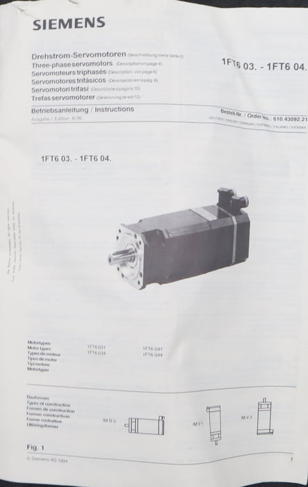 Bild des Artikels SIEMENS-Drehstrom-Servomotor-1FT6044-1AF71-4EG1-4,1Nm-3000U/min-IP65