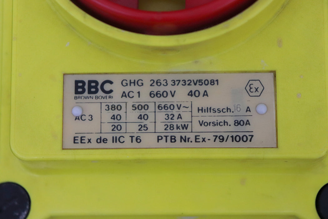 Bild des Artikels BBC-Sicherheitsschalter-Typ-GHG-263-3732V-5081-PTB-Nr.-Ex-79/1007-40A-660VAC