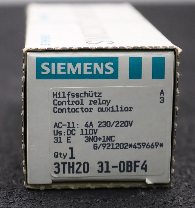 Bild des Artikels SIEMENS-Hilfsschütz-3TH2031-0BF4-Spulenspannung110VDC-unbenutzt-in-OVP