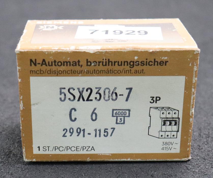 Bild des Artikels SIEMENS-N-Automat-berührungssicher-5SX2306-7-C6-380VAC-415VAC-unbenutzt