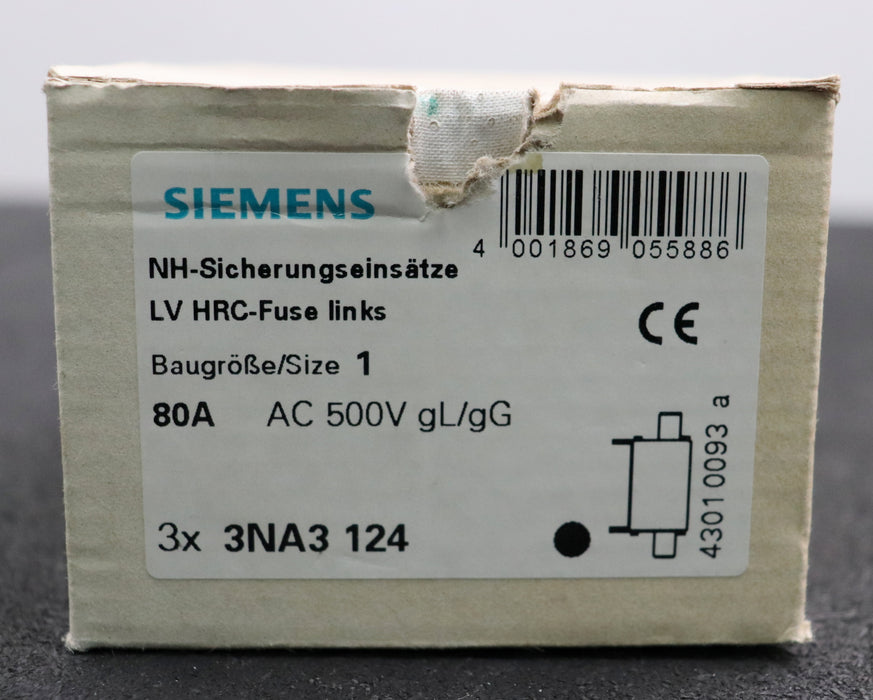 Bild des Artikels SIEMENS-3x-Sicherungseinsatz-fuse-link-3NA3124-80A-500VAC-Betriebsklasse-gL-gG