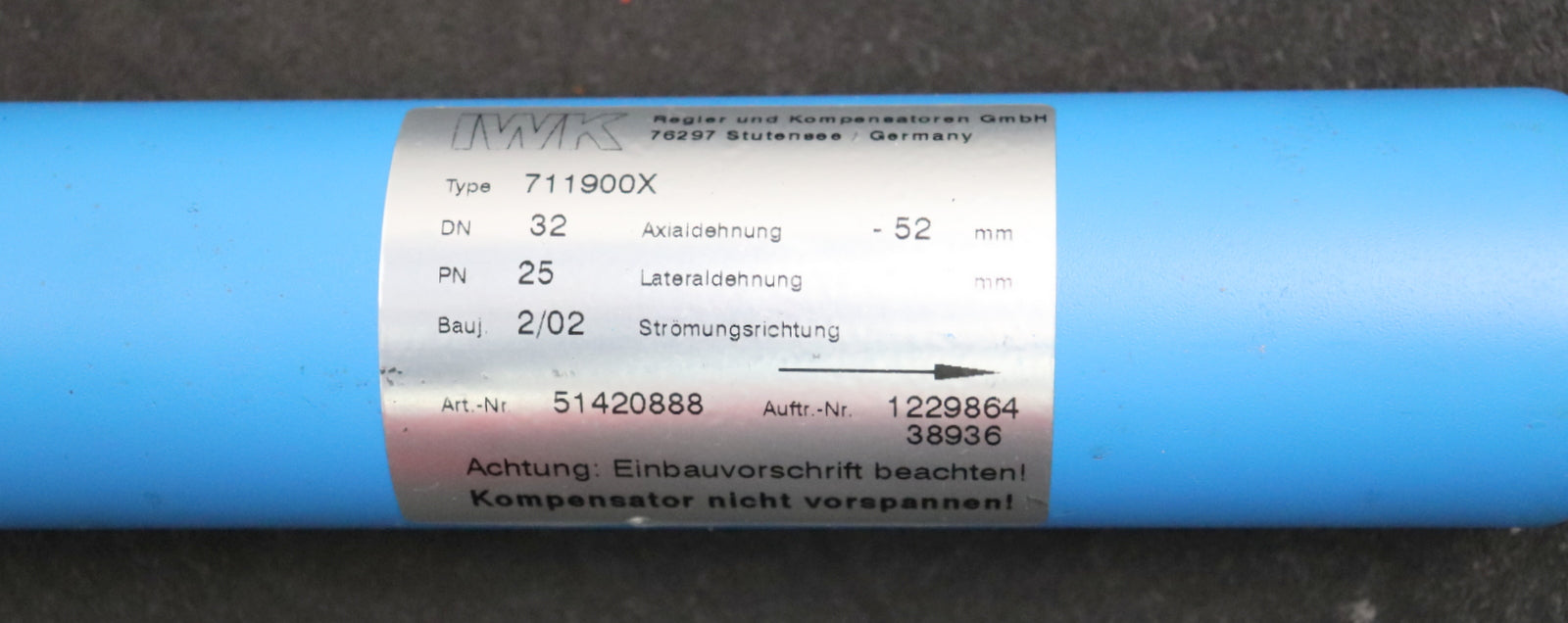 Bild des Artikels IWKA-/-BOA-Stahl-Axialkompensator-BKT-711900X-DN32-Axialdehnung--52mm-PN25